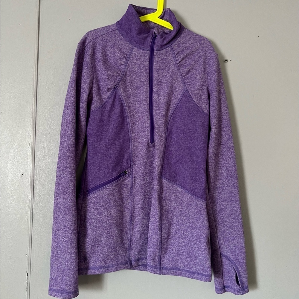 Athleta Heathered Purple Zip-Up Jacket - Picture 2 of 6